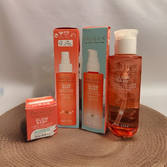 NIB Pacifica Glow Baby VitaGlow Lotion, Setting Mist, Eye Cream, Exfoliant NEW! - Picture 1 of 10